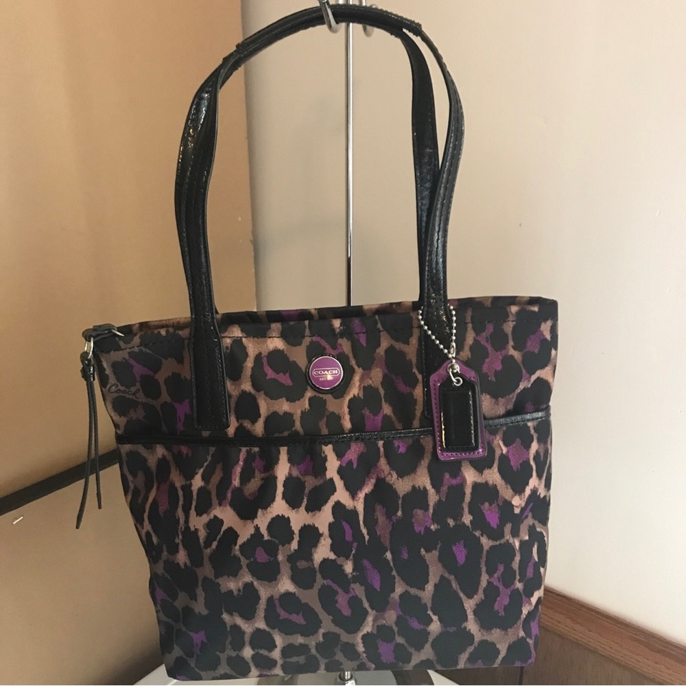 Coach Ocelot Purple Leopard Tote